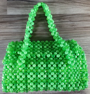 De Colección Bolso de Cuentas Cartera Verde Brillante Hecho a Mano en Hong Kong Cierre de Cremallera MCM RETRO Foto 1 de 4