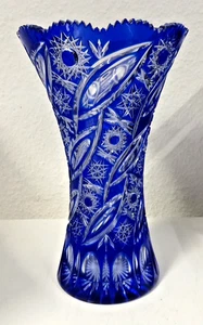 Kobalt Blau Vase BÖHMISCHES GLAS Ø 18cm u.Ø 13,5cm #193 - Bild 1 von 5