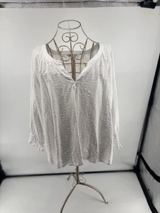 Tommy Bahama Damenshirt weiß V-Ausschnitt Rüschenärmel Größe XL - Bild 1 von 8