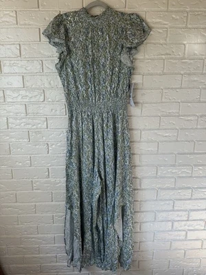 MSK Women’s Darling Trendy Green And Blue Romper Sz L Flowy Split Legs - Image 1 of 4