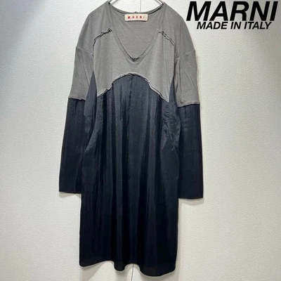Marni V-neck docking A-line raw cut dress - Image 1 of 4