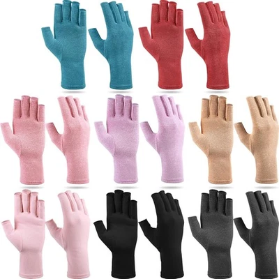 8 pares de guantes de compresión para artritis para aliviar el dolor muscular guantes de mano sin dedos Foto 1 de 4