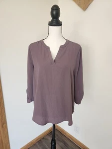NWT Maurices Purple Relaxed Mandarin Collar Shirt - Picture 1 of 4