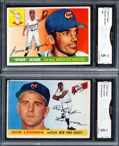 GMA 5 Set LoTt: 1955 Topps #119 Bob LENNON RC, Giants & #61 Spook JACOBS, Kansas - Bild 1 von 2