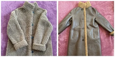 Increíble Abrigo Reversible de Piel de Oveja Rizado Peluche Real Grande Lujo Marrón Foto 1 de 4