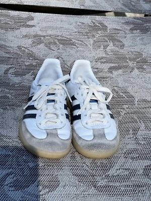 ADIDAS Sambas Niños US 12, Blanco/Azul Marino, Cuero G-O-A-L!!! Foto 1 de 4