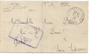FRANCE 1915 LETTER CARD FROM AUDE DEPOT 146e MY REF 1835 - Picture 1 of 3