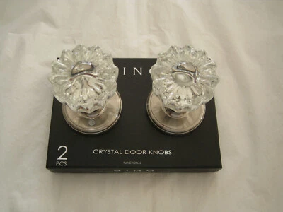  BINO 2 RIBBED CRYSTAL DOOR KNOBS CHROME NICKEL-NIB - Image 1 of 4