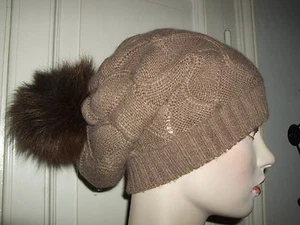CAPPELLO MUETZE POMPON BEANIE LANA HAT PELLICCIA FUR VOLPE FOX TUBOLARE COSTE - Imagen 1 de 8