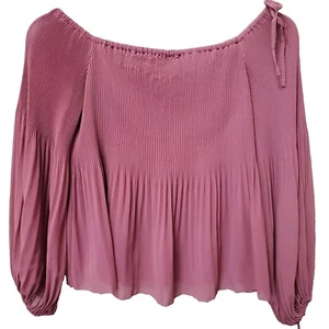 WILFRED Aritzia Talence Off The Shoulder Micro-Pleated Blouse Medium Dusty Rose - Picture 1 of 8
