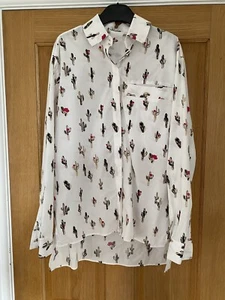 kenzo paris ladies blouse shirt size 36 White cactus Long Sleeved Collared - Picture 1 of 10
