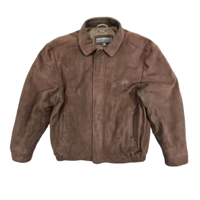 Chaqueta de microgamuza Perry Ellis Portfolio para hombre forrada mediana cremallera completa dinero antiguo Foto 1 de 4