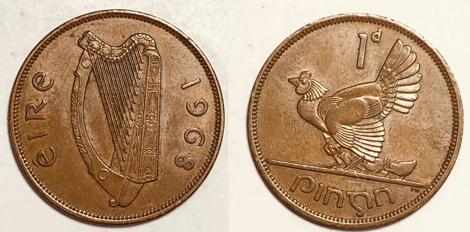 Ireland ~ One Penny 1968 ~  Coin with Harp, Hen and Chicks! - Image 1 of 1