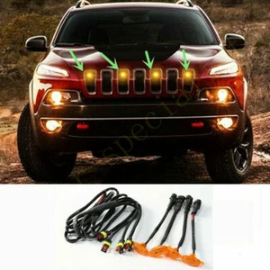 For Jeep Cherokee 2014-2018 Auto Front Grille LED Light Raptor Grill Cover Trim - Picture 1 of 6