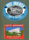 2 different RARE Hotel luggage labels Portugal Urgeirica & Miramar #730
