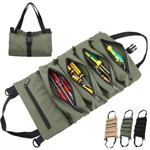 Tool Roll Organizer Tool Roll Up Canvas Bag Tool Large Wrench Super Big Pouch UK - Picture 1 of 23