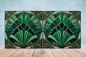 Art Deco Design Keramikfliesen - 2er Set Art Deco Wanddekor Fliesen, Art Deco Fliesen - Bild 1 von 3