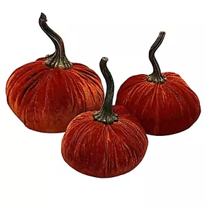 Halloween Otoño Acción de Gracias Calabaza Naranja (Juego de 3) Terciopelo Peluche Decoración - Imagen 1 de 3