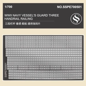 1/700 PHOTO-ETCHED SERIES WWII Navy Vessel'S Guard Three Handrail Railing - Picture 1 of 3