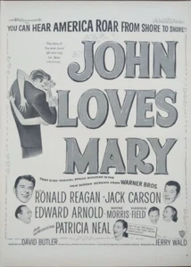 1949 “John Loves Mary” movie poster, Ronald Reagan, Jack Carlson, Edward Arnold. - Picture 1 of 1