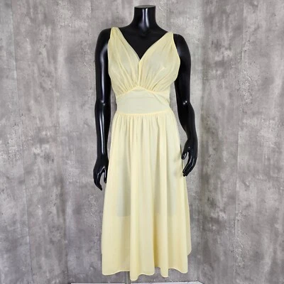 Camisón Pinup Vintage Años 50 60 Vanity Fair Amarillo Midi Atado Hollywood Glam Foto 1 de 4