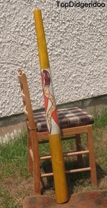 47"\120cm DIDGERIDOO+Bag+Beeswax Mouthpiece * Teak Wood Artwork Dot-Paint SNAKES - Picture 1 of 8