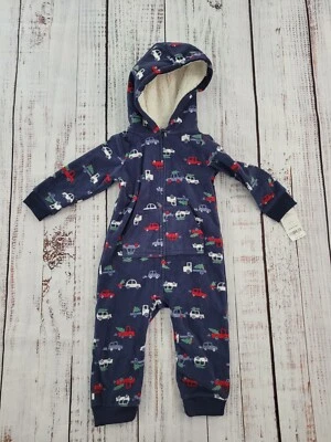 Nuevo con etiquetas Mono Carter's Baby con capucha polar estampado de coche de vacaciones cremallera completa 18 meses Foto 1 de 4