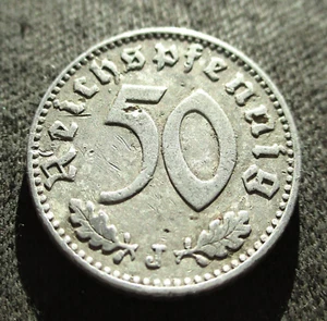 OLD COIN OF THIRD REICH GERMANY 50 REICHSPFENNIG 1941 J MUNICH WORLD WAR II (4) - Picture 1 of 3
