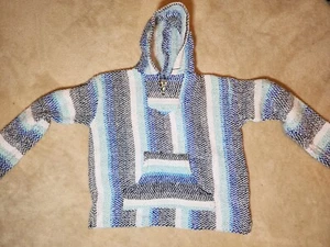 Baja Joe Eco-Friendly   Medium Woven Striped Pullover Hoodie Pistachio Blue  - Picture 1 of 7