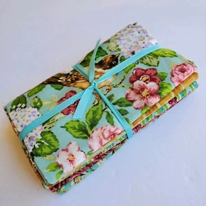 Quilting Fabric 5 Fat Quarters Birds Flowers Berries And Plants 100% Cotton - Picture 1 of 8