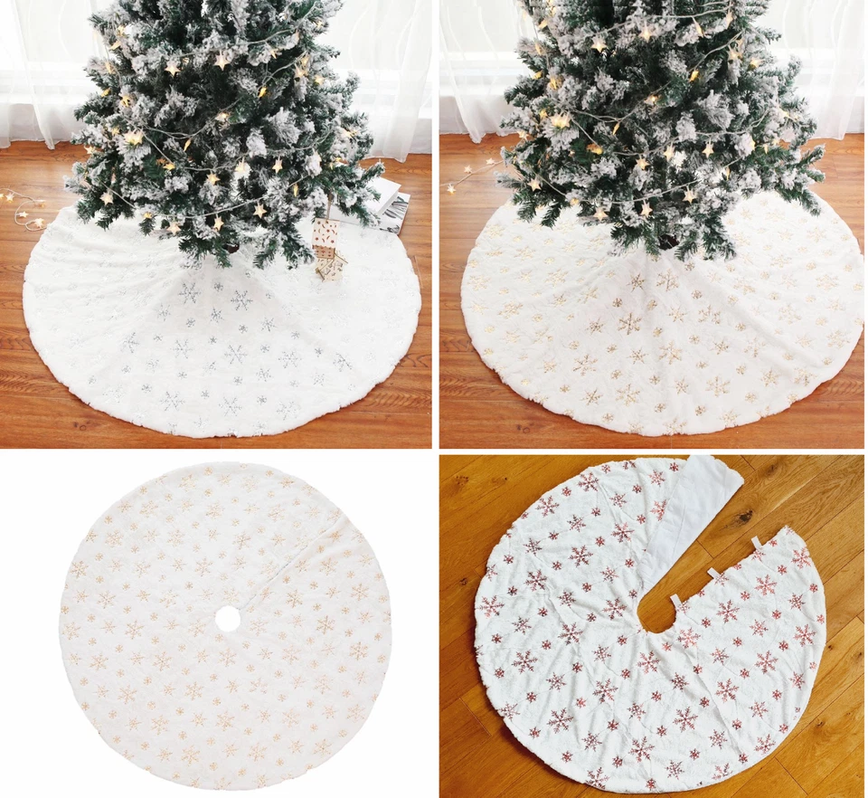 Weihnachtsbaumdecke Christbaumdecke Christbaumteppich Weiß Rock  Ø100/Ø90cm WD02 - Bild 1 von 1