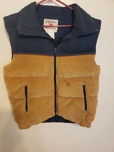 Mens Sz L/XL Vintage Field & Stream Corduroy Trucker Down Puffer Vest 1970's - Picture 1 of 7