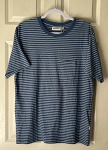 Rhythm Men’s Large Blue Striped Pocket Tee Linen Blend Surf Skater - Picture 1 of 10