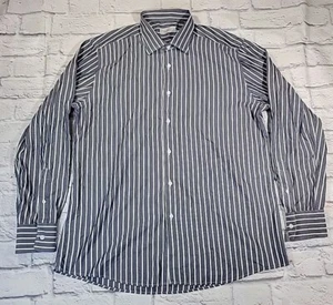 Ermenegildo Zegna Dress Shirt Mens Sz XXL Gray/Blue White Pinstripe Button Up - Picture 1 of 11