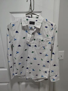 NEU The Children Place Kinder Jungen Langarm Weihnachten Dinosaurier Kleid Shirt L - Bild 1 von 3