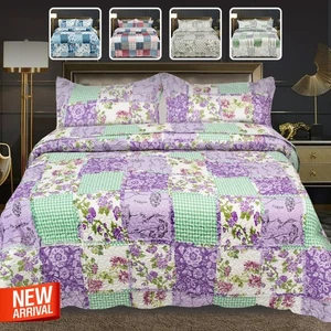 Juego de cama individual doble king size colcha acolchada retazos 3 piezas - Imagen 1 de 11