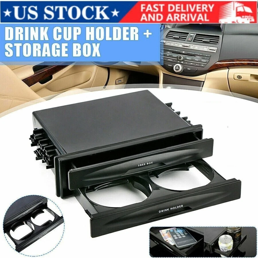 Car Dash Trim Double Din Radio Pocket Kit Drink Cup Holder Storage Box Accessory - Image 1 of 4
