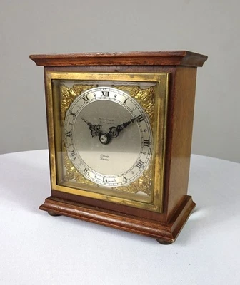 Antique Elliotts of London Mantle Clock Brushed Silver Face and Gold Spandrels - Image 1 of 3