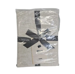 West Elm European Flax Linen Waffle Weave Beige 26" Square Euro Pillow Sham New - Picture 1 of 3