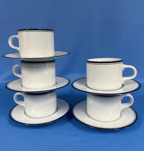 5 Dansk International Design Concerto Allegro Blue & White Mugs Cups & Saucers - Picture 1 of 3