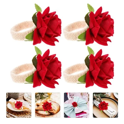  4 Pcs Portatovagliolo Nuziale Tovaglioli Da Tavola Portatovaglioli - Immagine 1 di 4