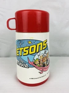 Termo de plástico rojo vintage Jetsons The Movie 1990 Aladdin completo con boquilla - Imagen 1 de 6
