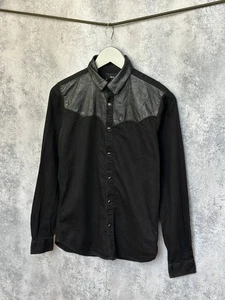 The Kooples Fitted Shirt XS – Black Cotton Western with Lambskin Leather Yoke - Picture 1 of 14