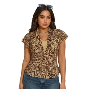 Separates By NYC Design Small Y2k Brown Floral Top Indie Sleaze Office Glam 90s - Picture 1 of 8