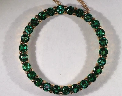 Collar Colgante Círculo Abierto Esmeralda Creado Oro Amarillo 10K 2.34ctw - 20" Foto 1 de 4