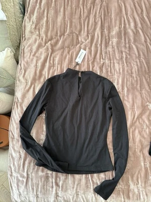 KAREN MILLEN Funnel Neck Long Sleeve Stretch Top Black Small  - Image 1 of 2