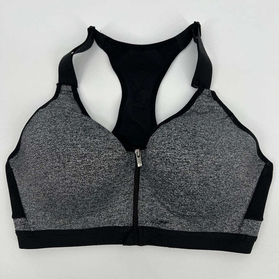 Victoria’s Secret 36C VSX Sport Gray Zip Front Racerback Bra Active Gym Wear - Image 1 of 4