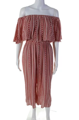 Mono Elan para mujer sin mangas estampado geométrico pierna recta rojo pequeño Foto 1 de 4