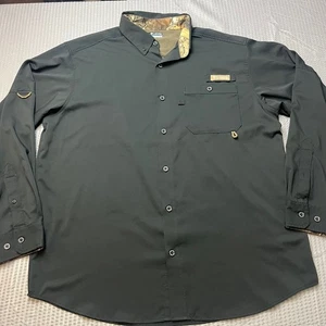 Columbia Men's L/G Fishing Shirt Button Up Long Sleeve Camo Details Gray - Picture 1 of 9