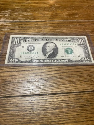$10 Dollar Bill Note Dallas 1988A  K 83253496 - Image 1 of 4